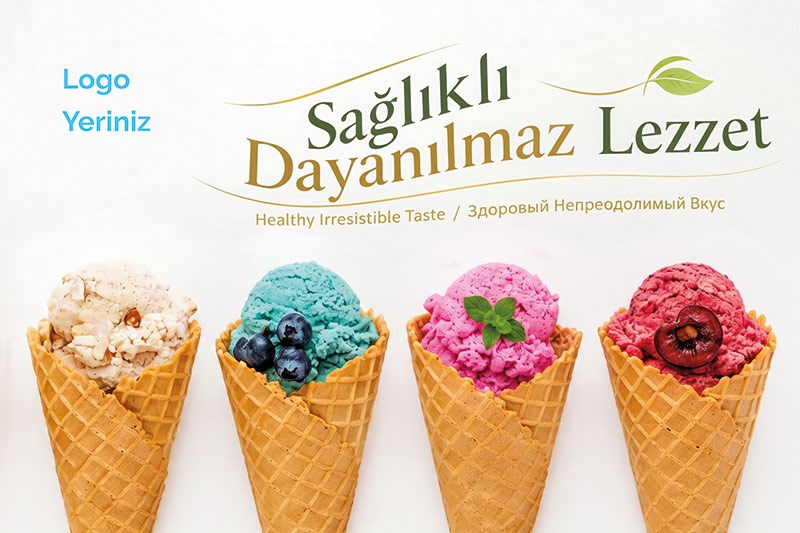İşletmelere Özel Logolu ve Yazılı Dondurmacı Duvar Kağıdı