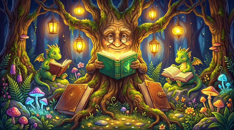 Sihirli Orman ve Kitap Dünyası Duvar Kağıdı