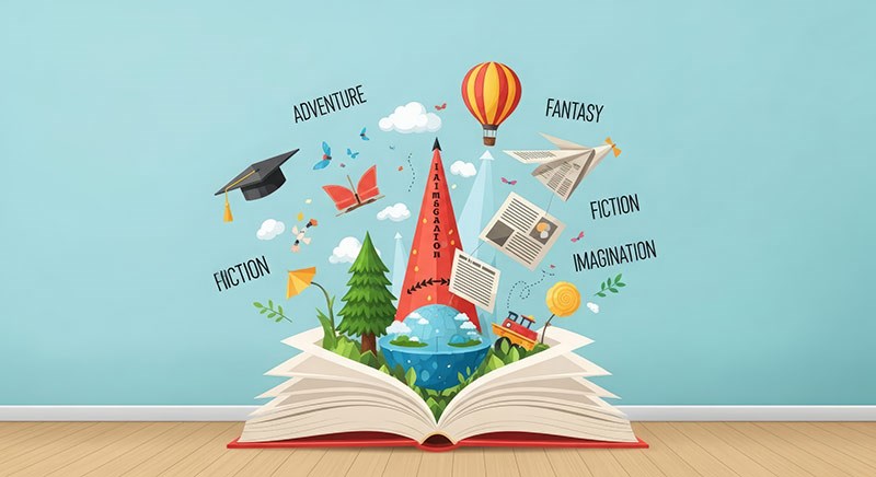 Sihirli Kitap ve Macera İllüstrasyon Duvar Kağıdı