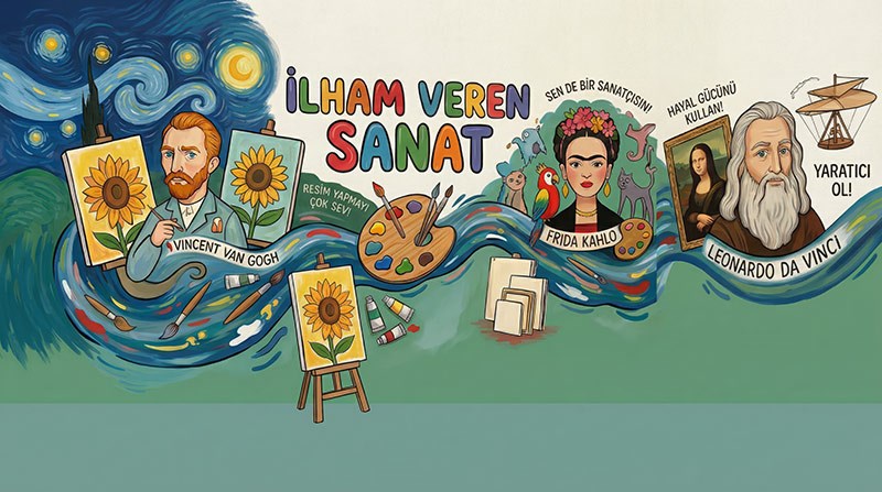 Van Gogh, Frida ve Da Vinci Temalı Sanat Duvar Kağıdı