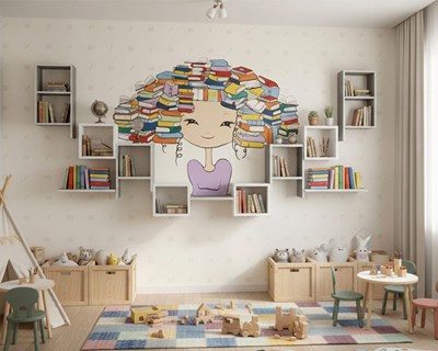 3D Okul Kütüphanesi İçin Duvar Kağıtları