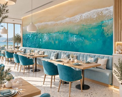Balık Restoranı Deniz Dalgaları Duvar Kağıdı