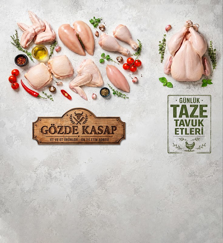 Tavuk Parçaları ve Bütün Tavuk Temalı Kasap Duvar Kağıdı