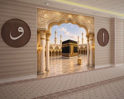 3 Boyutlu Kabe Görünümlü İslami Duvar Kağıdı